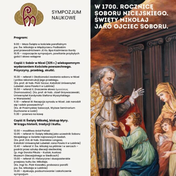 29.11.2025 r. – Sympozjum Naukowe w 1700 rocznicę Soboru Nicejskiego. Święty Mikołaj jako ojciec Soboru.