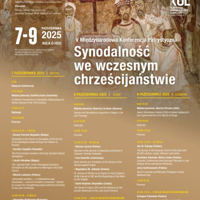 V Międzynarodowa Konferencja Patrystyczna „Synodalność we wczesnym chrześcijaństwie”