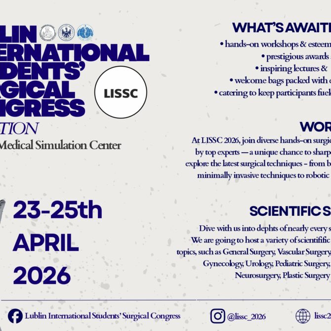 23–25.04.2026 r. - Lubelski Międzynarodowy Kongres Chirurgiczny Studentów LISSC 2026